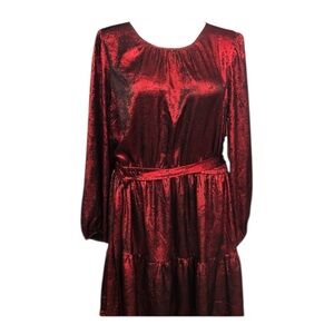 Lane Bryant Shimmering Red Long Sleeve Dress